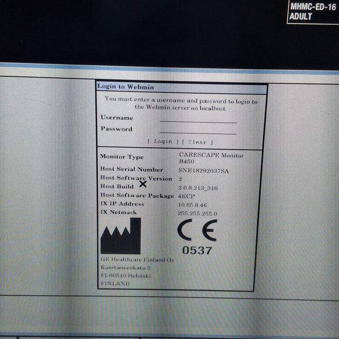 GE Healthcare Carescape B450 Emergency Care Patient Monitor