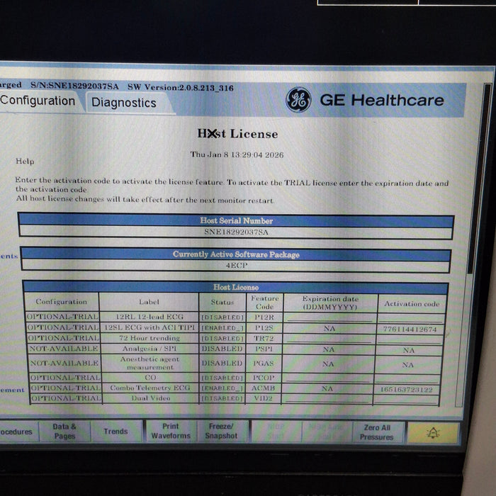 GE Healthcare Carescape B450 Emergency Care Patient Monitor