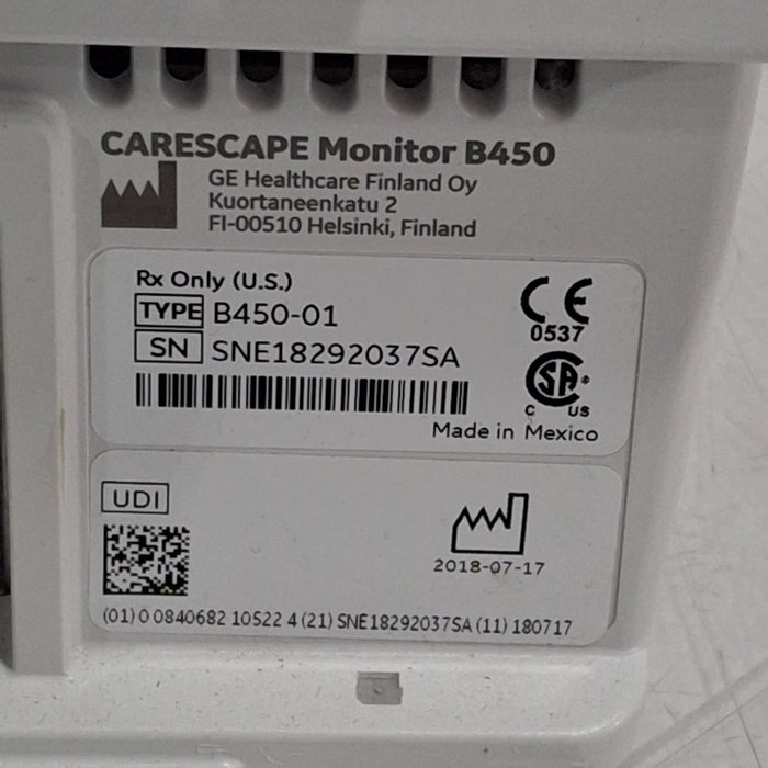 GE Healthcare Carescape B450 Emergency Care Patient Monitor