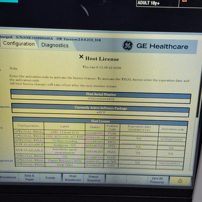 GE Healthcare Carescape B450 Emergency Care Patient Monitor