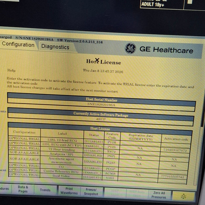 GE Healthcare Carescape B450 Emergency Care Patient Monitor