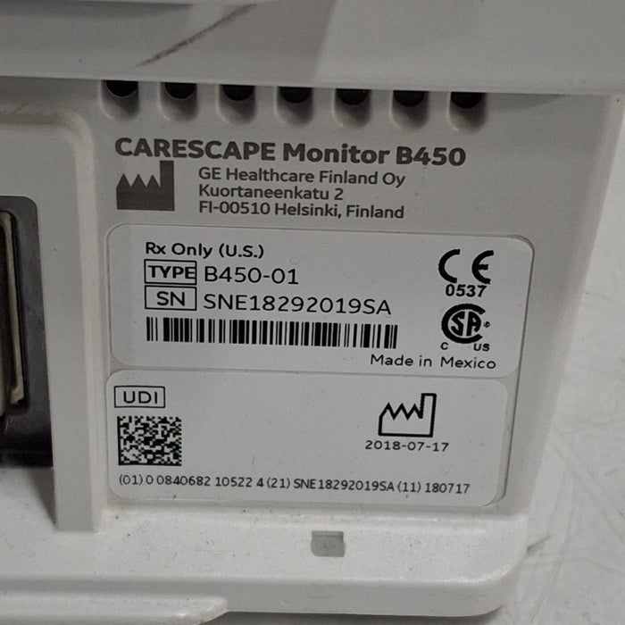 GE Healthcare Carescape B450 Emergency Care Patient Monitor