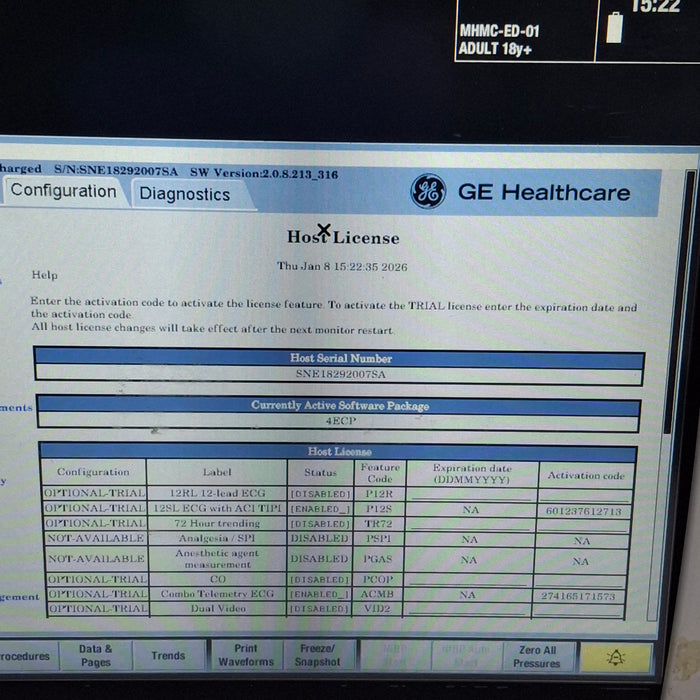 GE Healthcare Carescape B450 Emergency Care Patient Monitor