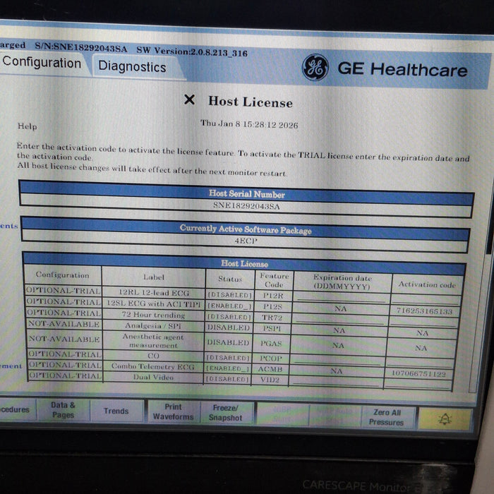 GE Healthcare Carescape B450 Emergency Care Patient Monitor