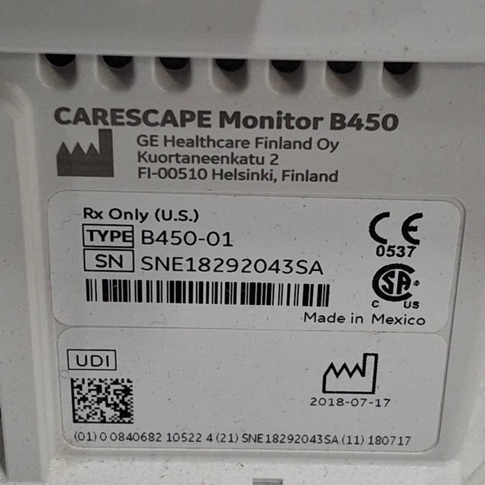 GE Healthcare Carescape B450 Emergency Care Patient Monitor