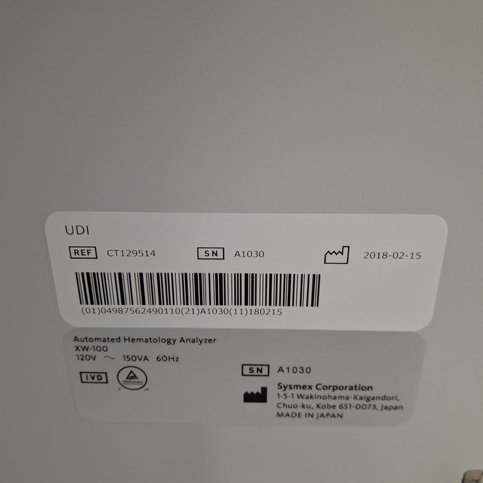 Sysmex XW-100 Hematology Analyzer