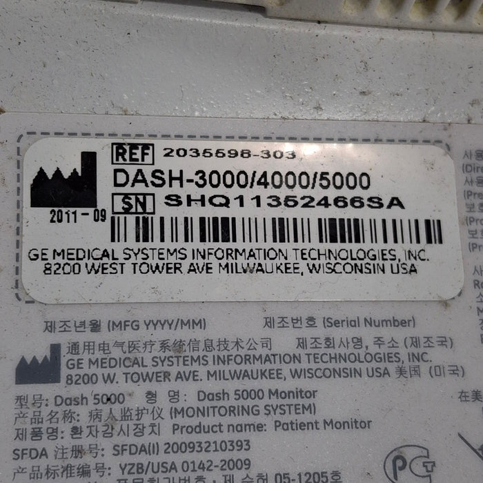GE Healthcare Dash 5000 - GE/Nellcor SpO2 Patient Monitor