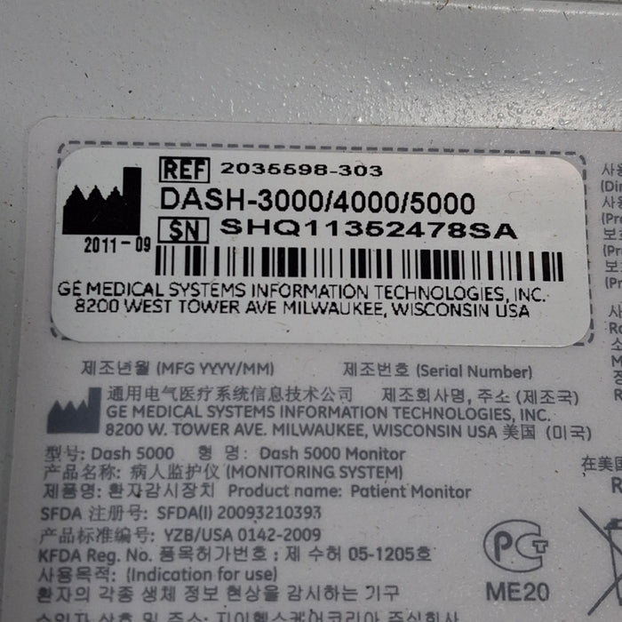 GE Healthcare Dash 5000 - GE/Nellcor SpO2 Patient Monitor