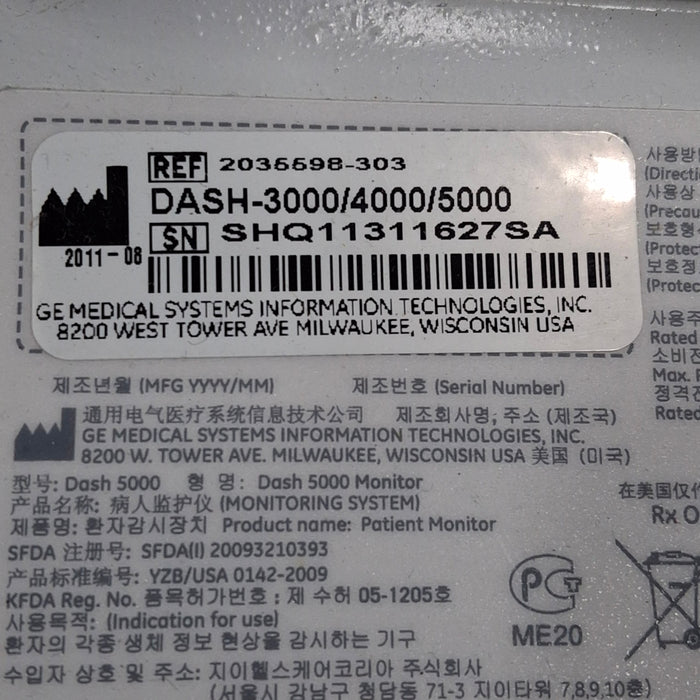 GE Healthcare Dash 5000 - GE/Nellcor SpO2 Patient Monitor