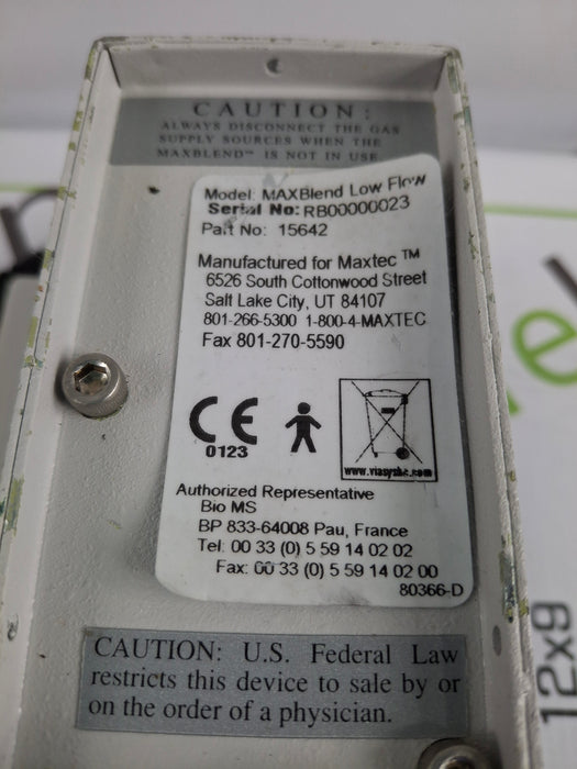 Maxtec, Inc. MAXBlend Low Flow Air/Oxygen Blender