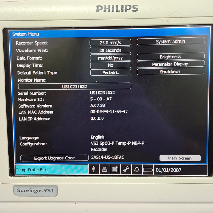 Philips Suresigns VS3 Vital Signs Monitor
