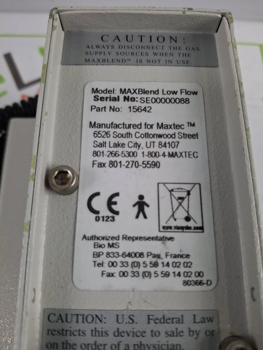 Maxtec, Inc. MAXBlend Low Flow Air/Oxygen Blender