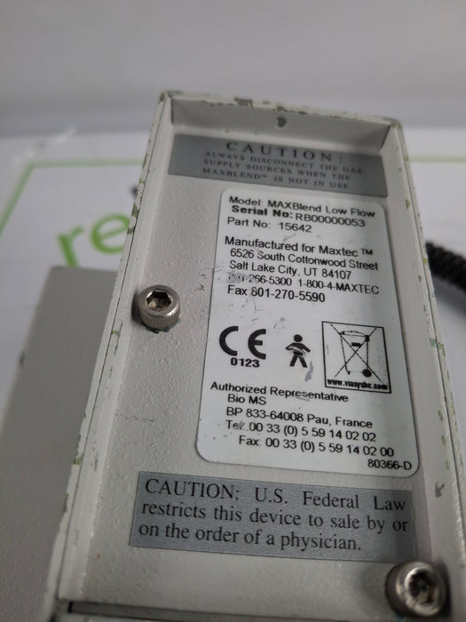 Maxtec, Inc. MAXBlend Low Flow Air/Oxygen Blender