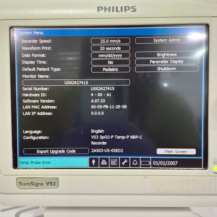Philips Suresigns VS3 Vital Signs Monitor