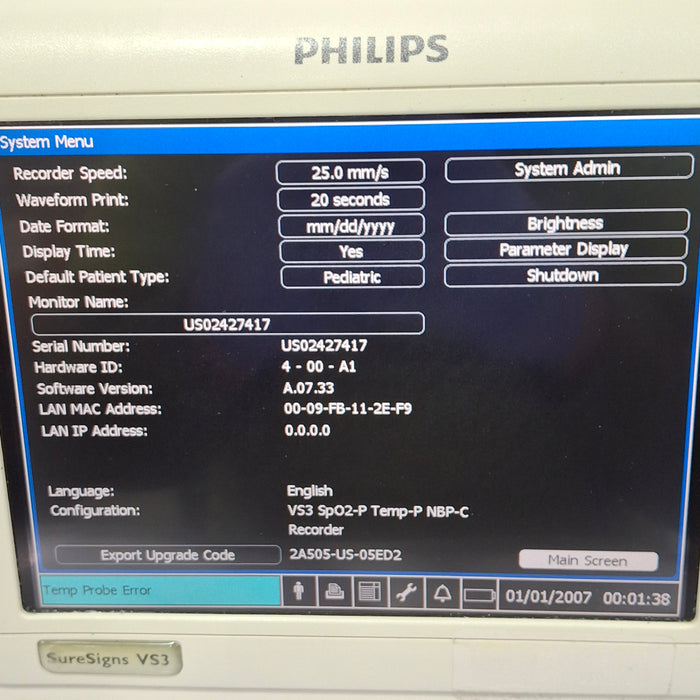 Philips Suresigns VS3 Vital Signs Monitor