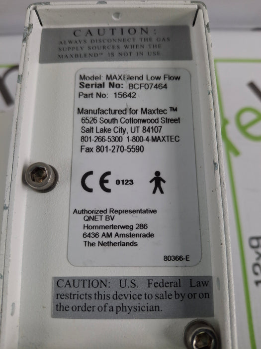 Maxtec, Inc. MAXBlend Low Flow Air/Oxygen Blender