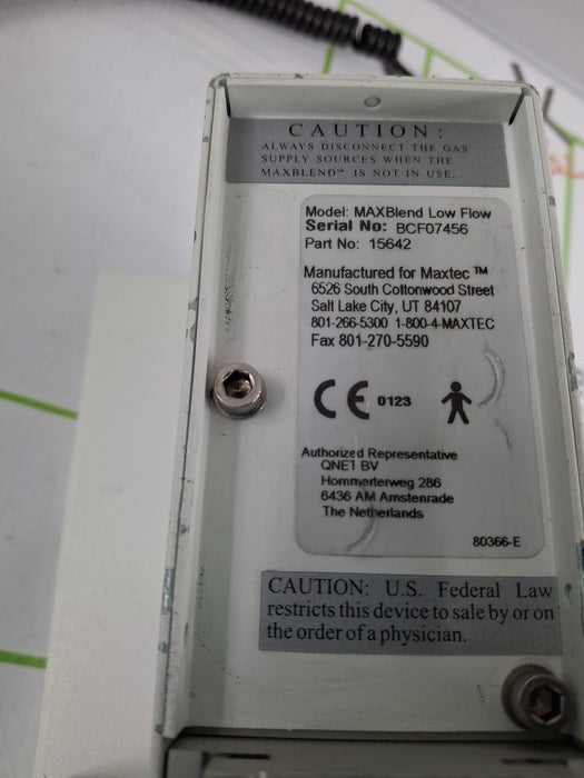 Maxtec, Inc. MAXBlend Low Flow Air/Oxygen Blender