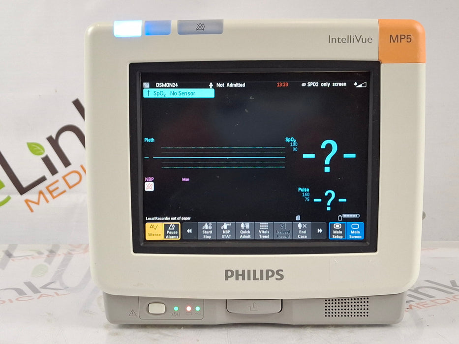Philips Intellivue MP5 - ECG, OxiMax SpO2, NIBP Patient Monitor