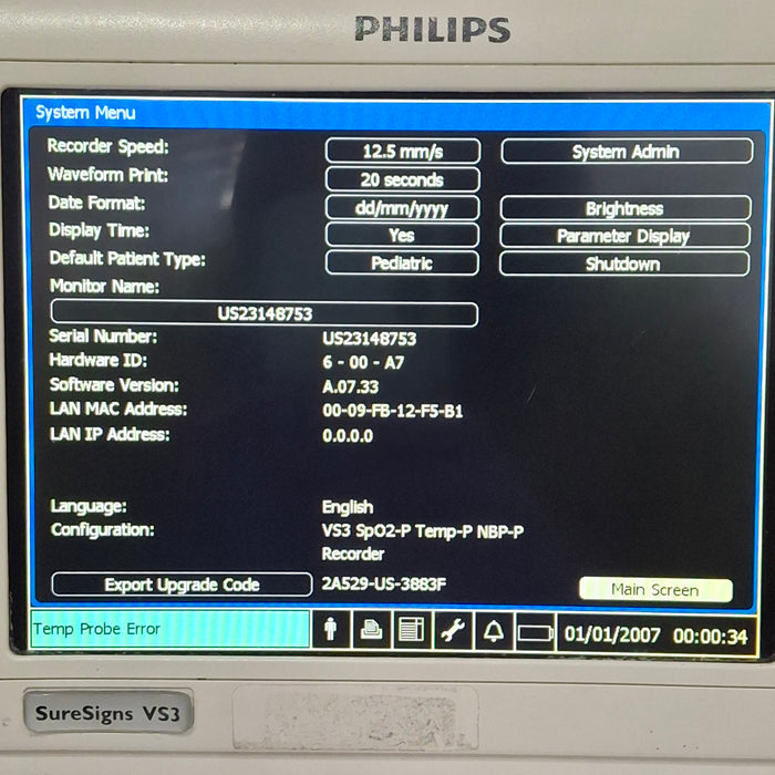 Philips Suresigns VS3 Vital Signs Monitor