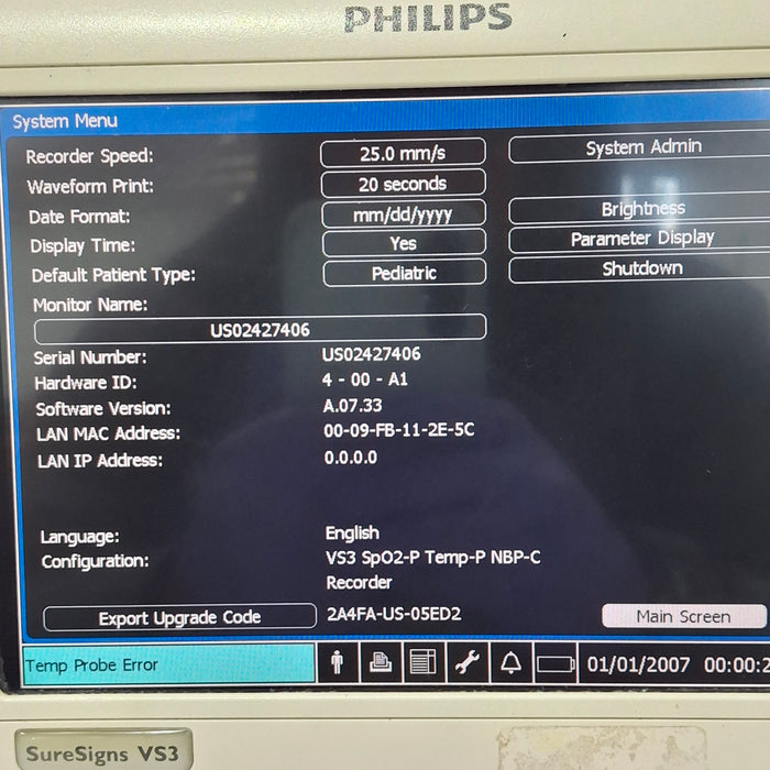 Philips Suresigns VS3 Vital Signs Monitor