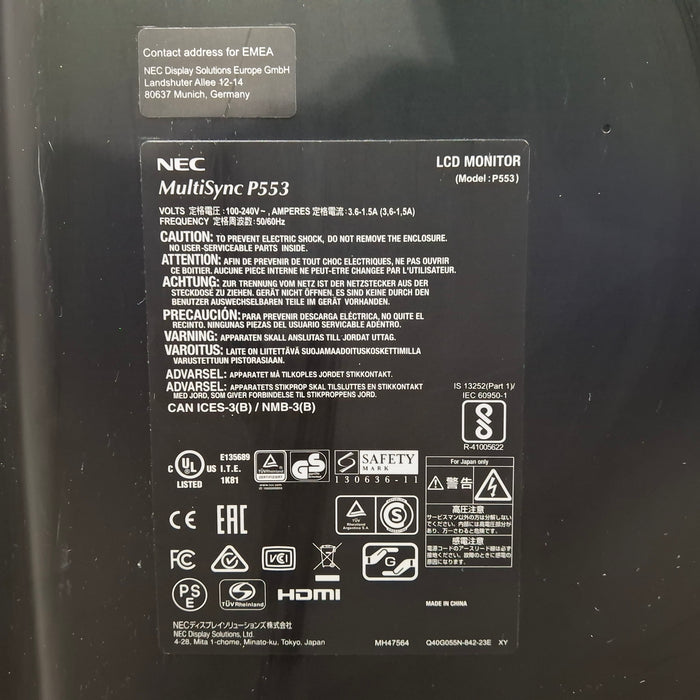 NEC Multisync P553 55" LCD Monitor