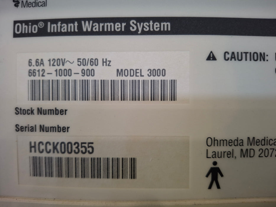 Ohmeda Medical Ohio Model 3000 Infant Warmer