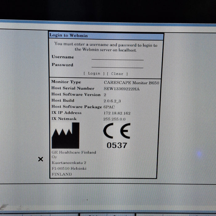 GE Healthcare Carescape B650 Post Anesthesia Care Patient Monitor