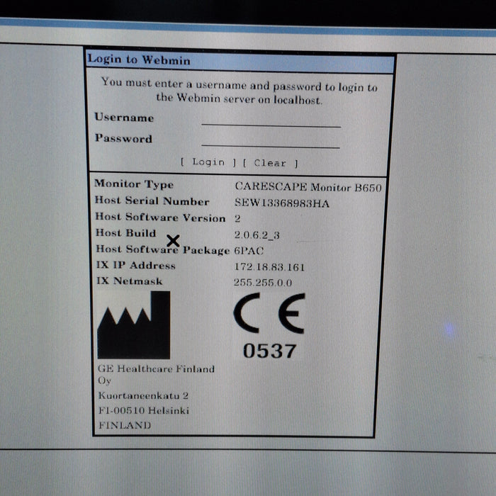 GE Healthcare Carescape B650 Post Anesthesia Care Patient Monitor