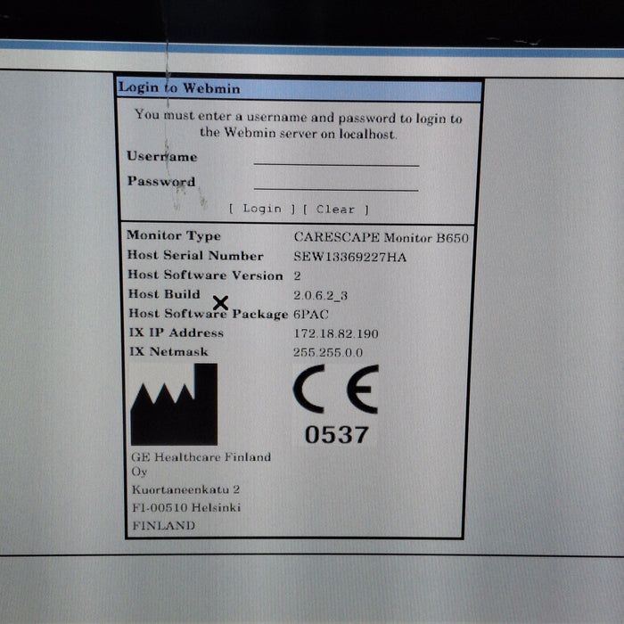 GE Healthcare Carescape B650 Post Anesthesia Care Patient Monitor
