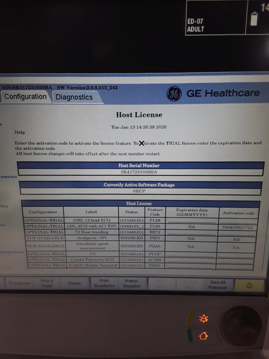 GE Healthcare Carescape B650 Emergency Care Patient Monitor