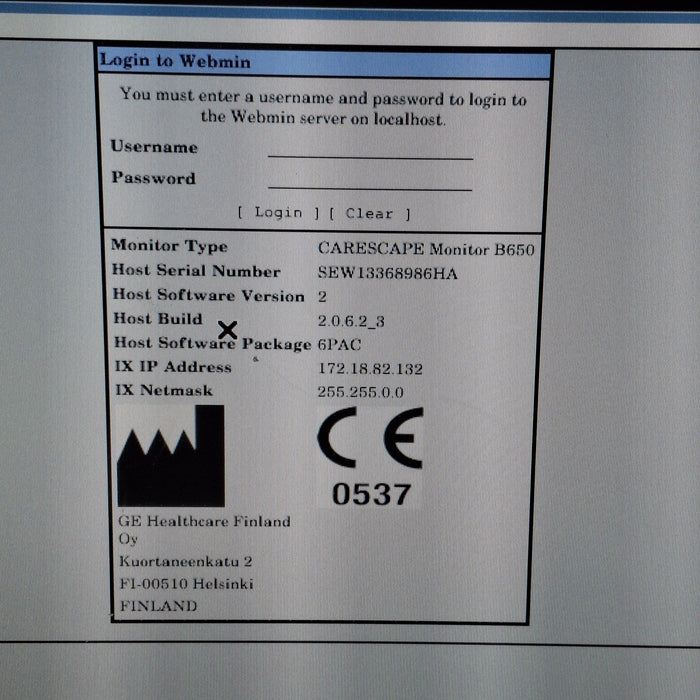 GE Healthcare Carescape B650 Post Anesthesia Care Patient Monitor