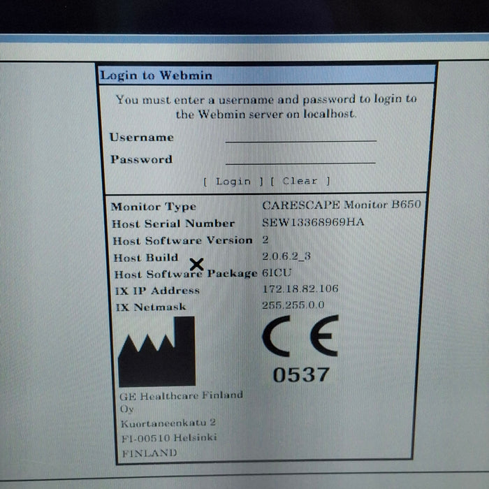 GE Healthcare Carescape B650 Critical Care Patient Monitor