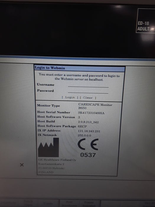 GE Healthcare Carescape B650 Emergency Care Patient Monitor
