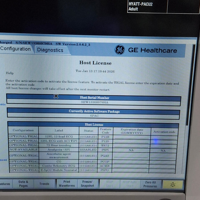 GE Healthcare Carescape B650 Post Anesthesia Care Patient Monitor