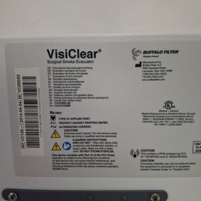 Buffalo Filter VC120 VisiClear Surgical Smoke Evacuator
