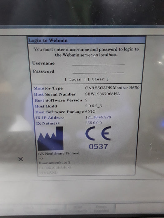 GE Healthcare Carescape B650 Neonatal Care Patient Monitor