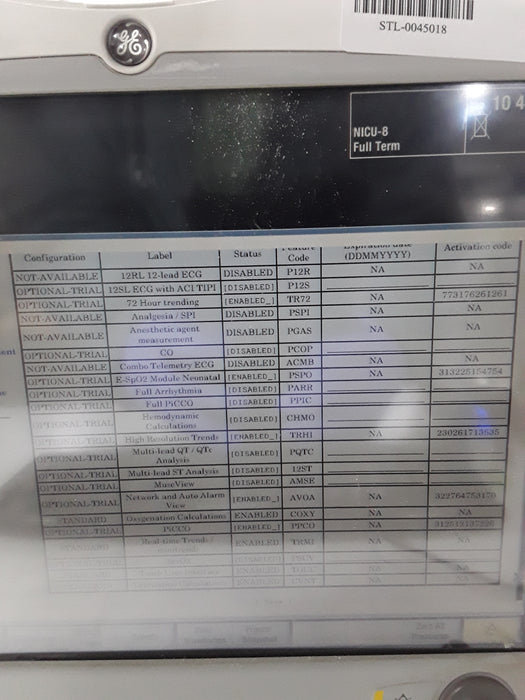 GE Healthcare Carescape B650 Neonatal Care Patient Monitor
