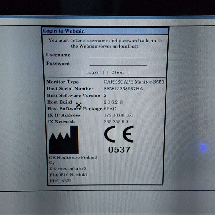 GE Healthcare Carescape B650 Post Anesthesia Care Patient Monitor