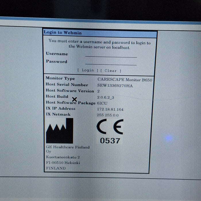 GE Healthcare Carescape B650 Critical Care Patient Monitor
