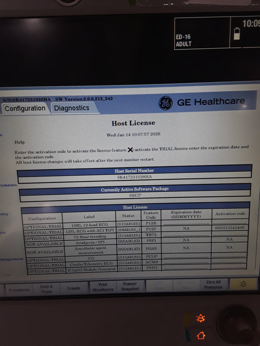 GE Healthcare Carescape B650 Emergency Care Patient Monitor