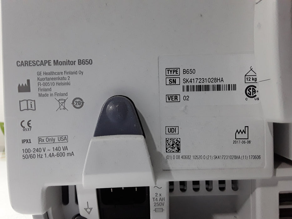 GE Healthcare Carescape B650 Emergency Care Patient Monitor