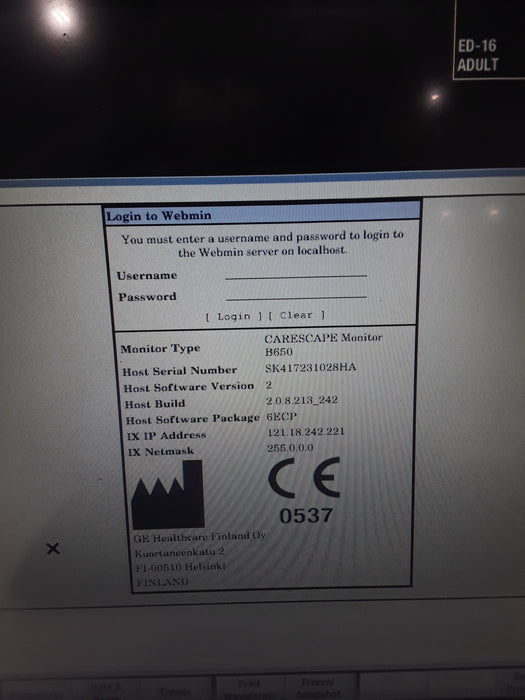 GE Healthcare Carescape B650 Emergency Care Patient Monitor