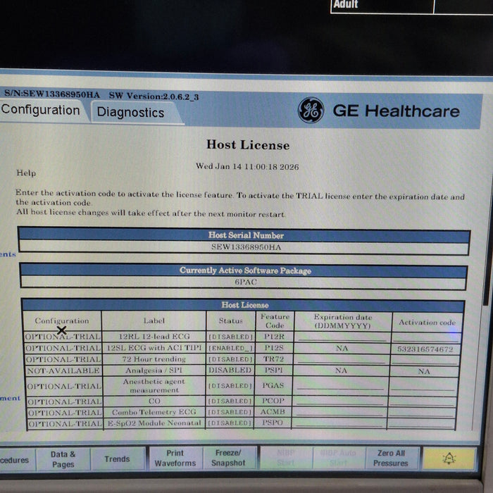 GE Healthcare Carescape B650 Post Anesthesia Care Patient Monitor