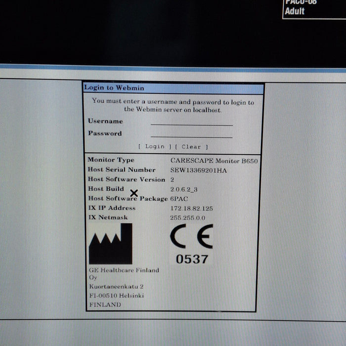 GE Healthcare Carescape B650 Post Anesthesia Care Patient Monitor