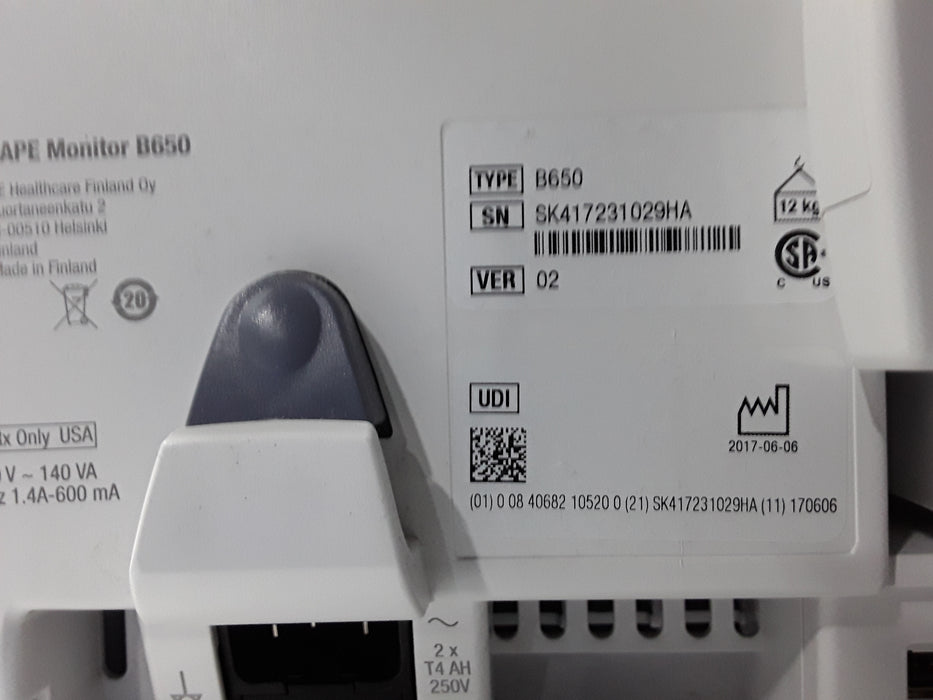 GE Healthcare Carescape B650 Emergency Care Patient Monitor