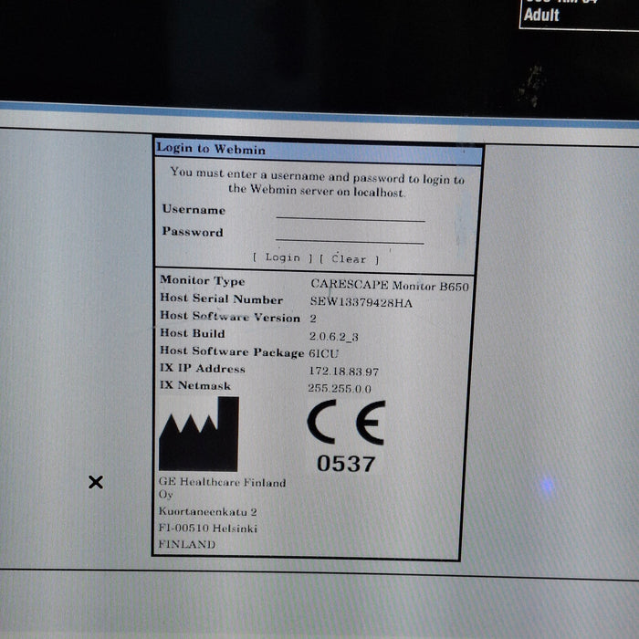 GE Healthcare Carescape B650 Critical Care Patient Monitor
