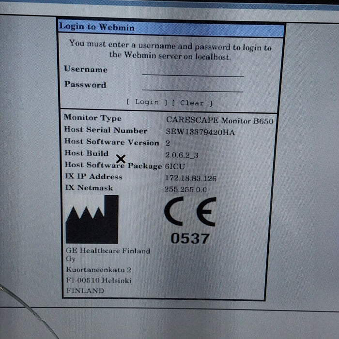 GE Healthcare Carescape B650 Critical Care Patient Monitor