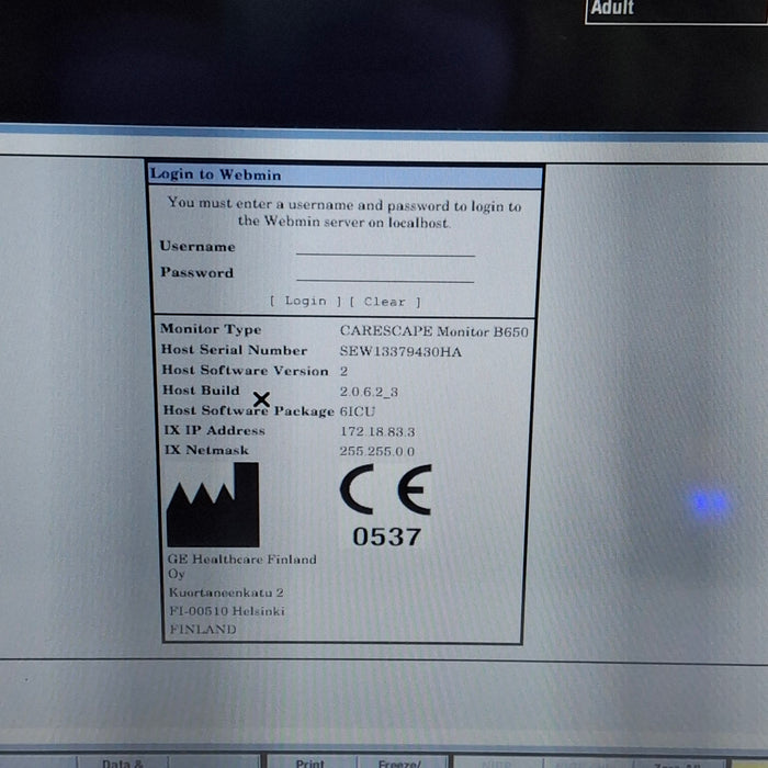 GE Healthcare Carescape B650 Critical Care Patient Monitor