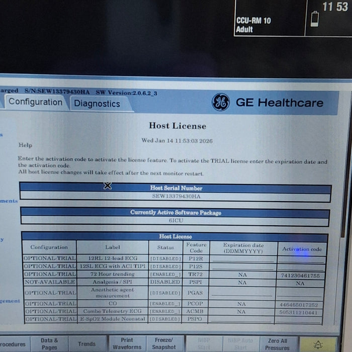 GE Healthcare Carescape B650 Critical Care Patient Monitor