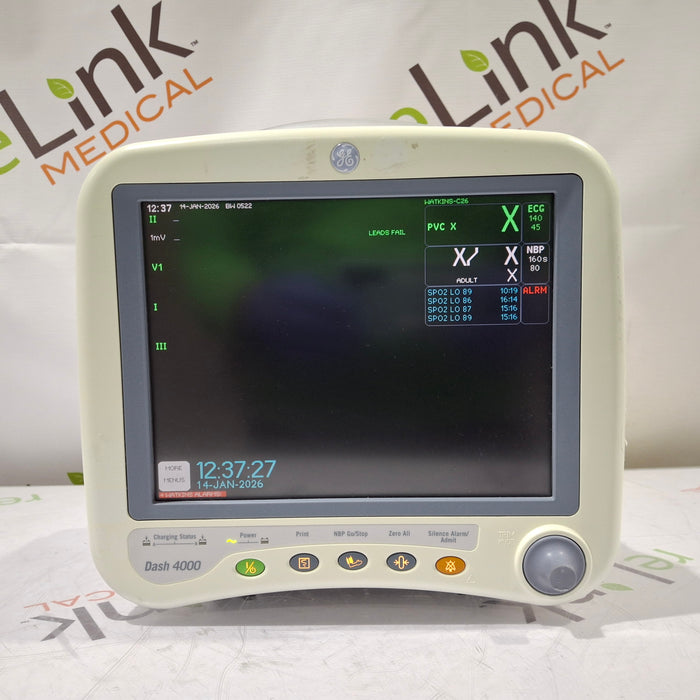 GE Healthcare Dash 4000 - Masimo SpO2 Patient Monitor